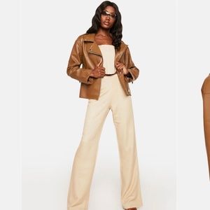 Caramel Brown Vegan Leather Jacket